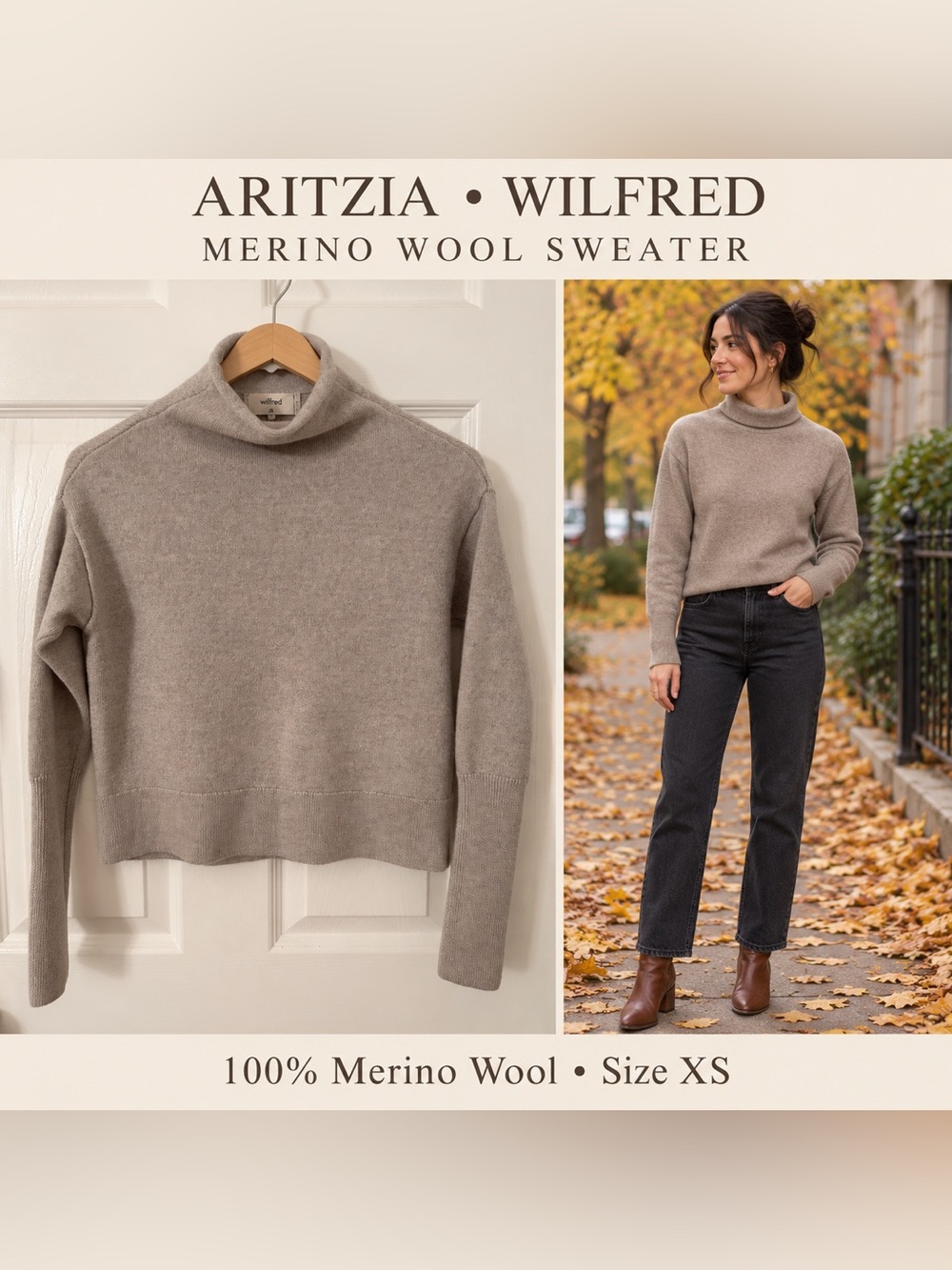 Wilfred Merino Wool Turtleneck Sweater — Taupe
